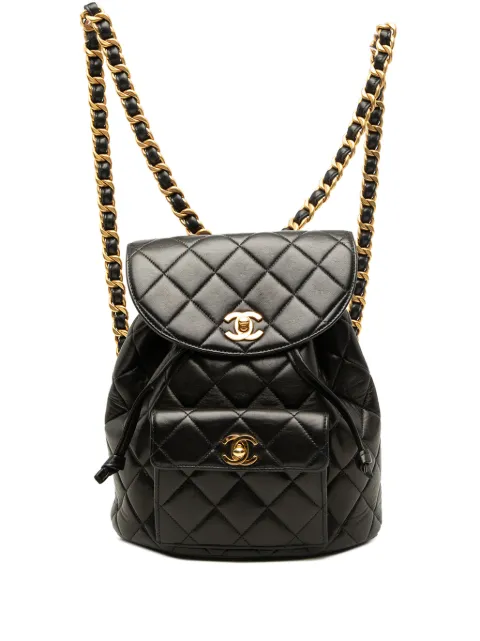 CHANEL Pre-Owned 1996-1997 Medium Quilted Lambskin Duma backpack Black BHKNQOSPU24E1DCB