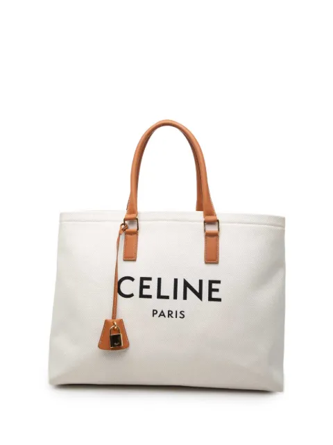 Celine Pre-Owned 2019 Small Canvas Logo Print Horizontal Cabas tote bag Brown 7HC4DCZB7MB90TUQ