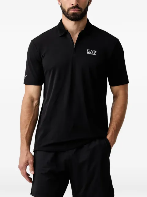 Ea7 Emporio Armani logo-print zip-neck polo shirt Black 7M002480AF27204