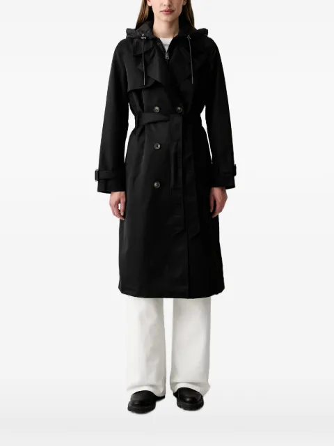 DKNY quilted-hood double-breasted trench coat Black DLEMPX66