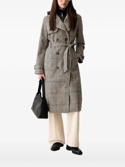 DKNY gingham-pattern hooded trench coat Neutrals DLEMPX66