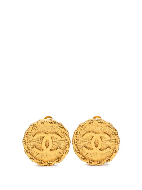 CHANEL Pre-Owned 1996 CC Gold Plated Sunburst Round Clip On Earrings costume earrings Gold HLZ4OUQ3FZYEYNDZ