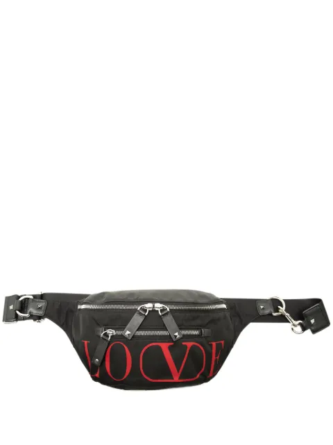 Valentino Garavani Pre-Owned 2018-2026 Nylon LOVE Rockstud belt bag Black FIJ6219XRQ817FSG