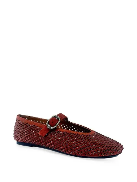 Kurt Geiger London Mayfair crystal-embellished buckle-fastening ballet flats Red 2656354209