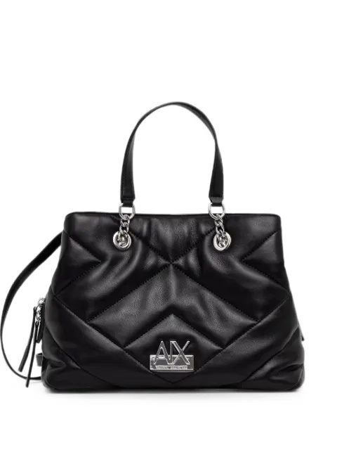 Armani Exchange quilted logo-plaque tote bag Black XW000354AF26568