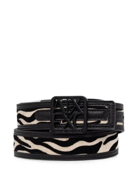 Armani Exchange zebra-print logo-buckle belt Black XW002614AF26445