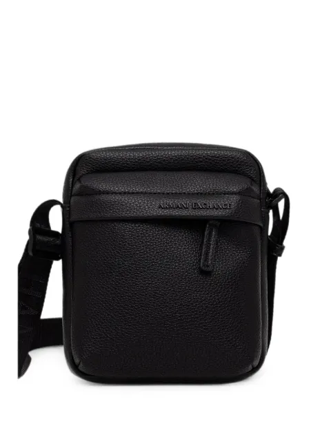Armani Exchange logo-plaque pebbled messenger bag Black XM003597AF26651