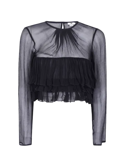 Elisabetta Franchi ruffled semi-sheer blouse Black CA18766E2
