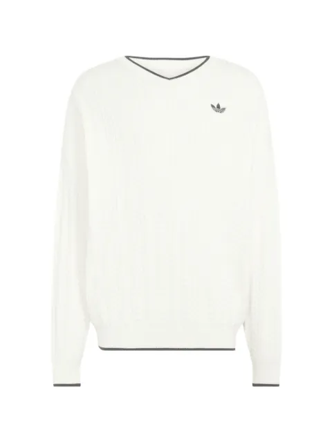adidas cable-knit crew-neck sweatshirt Neutrals KR9768