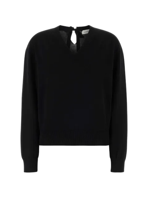 Lanvin bow-detail V-neck sweater Black RWPO0027K101A26