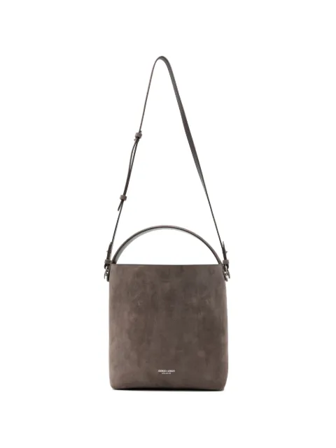 Giorgio Armani logo-print suede tote bag Brown GW003955AF14186
