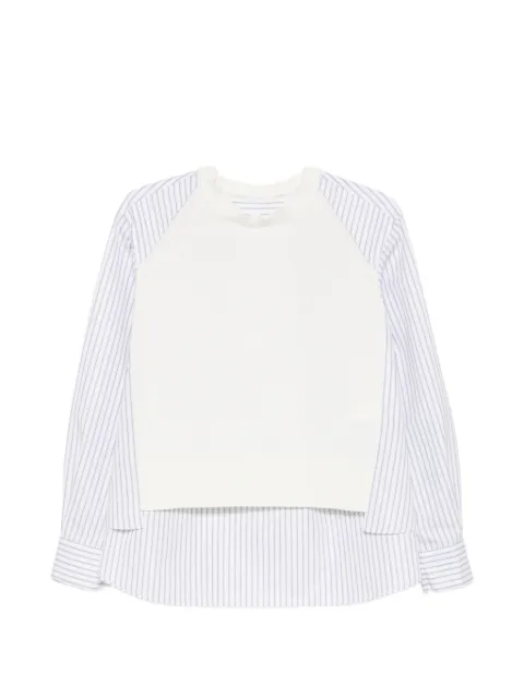 sacai striped-panel sweater White 2608620