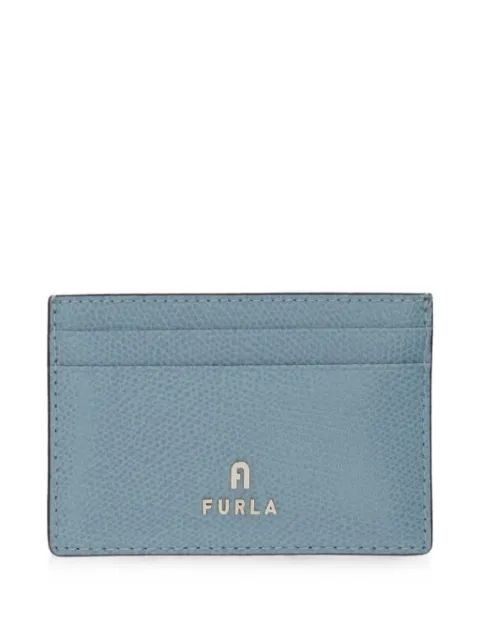 Furla logo-plaque grained leather card holder Blue WP00305ARE000