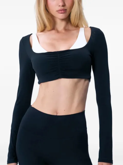 God Save Queens ruched long-sleeve top Black GSQ144332