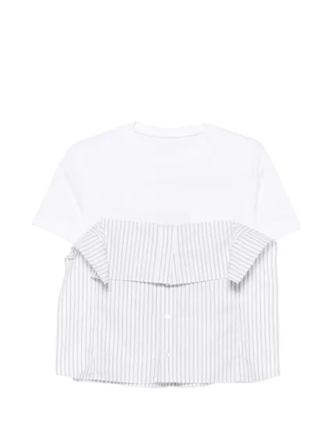 sacai striped ruffled-detail T-shirt White 2608627