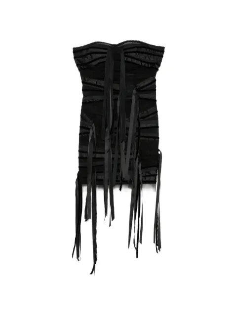 The Attico fringed strapless mini dress Black 261WCA00521EMB030RA