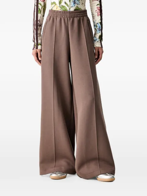 adidas logo-embroidered wide-leg track pants Brown KZ2199