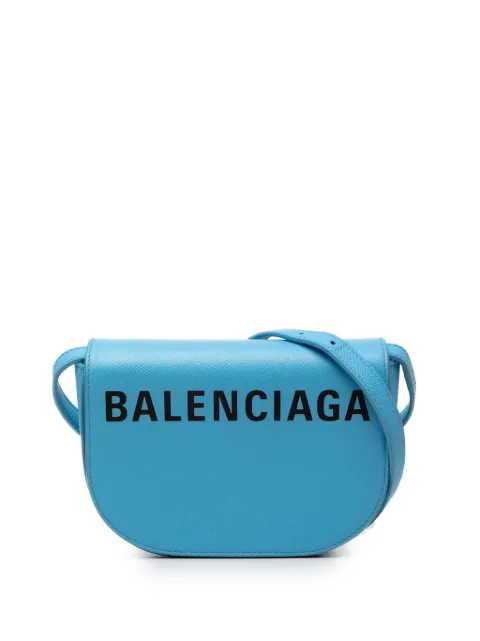 Balenciaga Pre-Owned 2018-2026 Grained Calfskin Logo Ville Day XS crossbody bag Blue W8SAYZ65TSBHEXTA