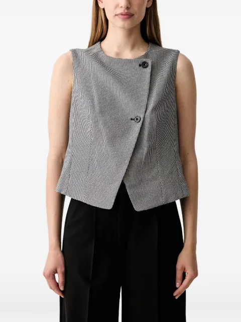 DKNY houndstooth-pattern wrap-style top Black UE6VE295
