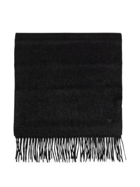 TOM FORD fringed cashmere scarf Black SSD033HRS19