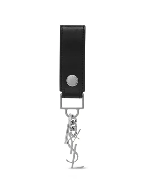 Saint Laurent Cassandre key ring in smooth leather Black 5183230SX0E