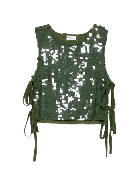 P.A.R.O.S.H. sequin-embellished side-tie top Green D311749
