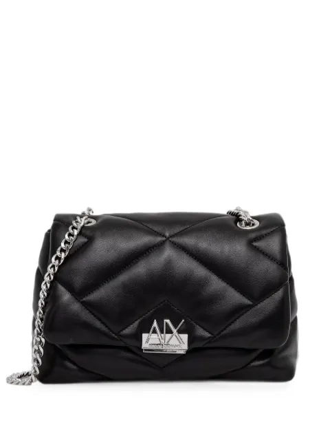 Armani Exchange quilted logo-plaque shoulder bag Black XW000355AF26568