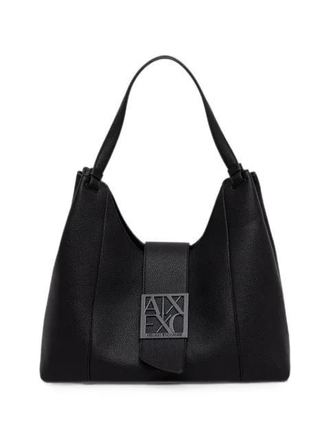Armani Exchange logo-plaque pebbled tote bag Black XW003002AF11902
