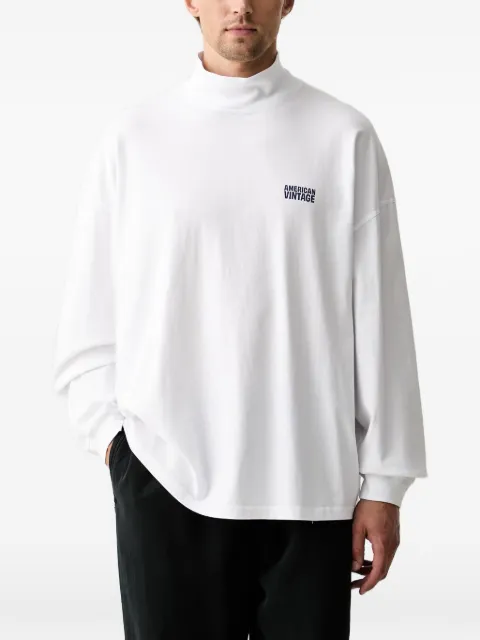 American Vintage logo-print high-neck T-shirt White MGIX02D