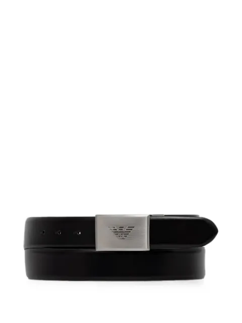 Emporio Armani logo-plaque leather belt Black EM004294AF21773