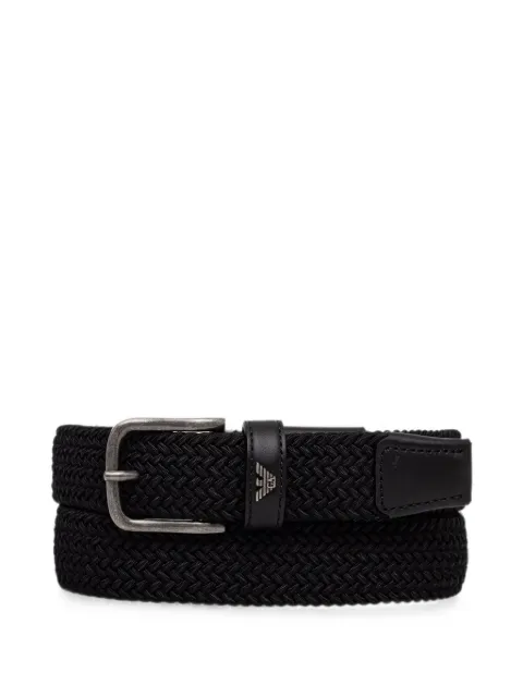 Emporio Armani braided leather-trim belt Black EM007375AF29616