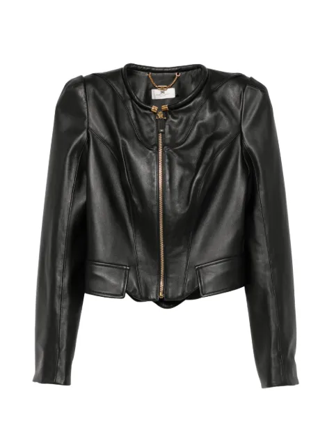 Elisabetta Franchi peplum-hem leather jacket Black GD06G66E2