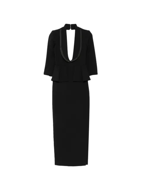 Elisabetta Franchi peplum-waist shawl-lapel dress Black ABR0866E2