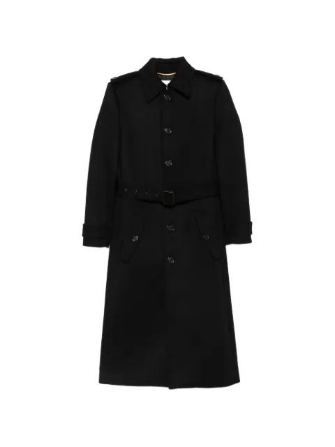 Saint Laurent belted single-breasted coat Black A001IQY060R