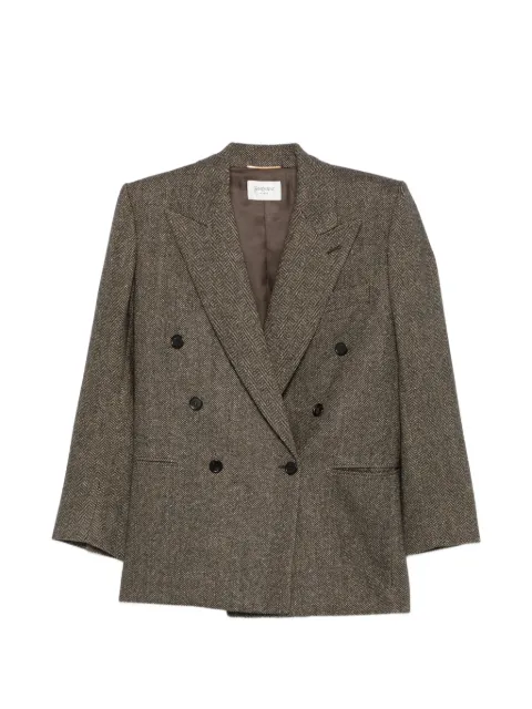 Saint Laurent herringbone-pattern double-breasted blazer Brown 859880Y3L22