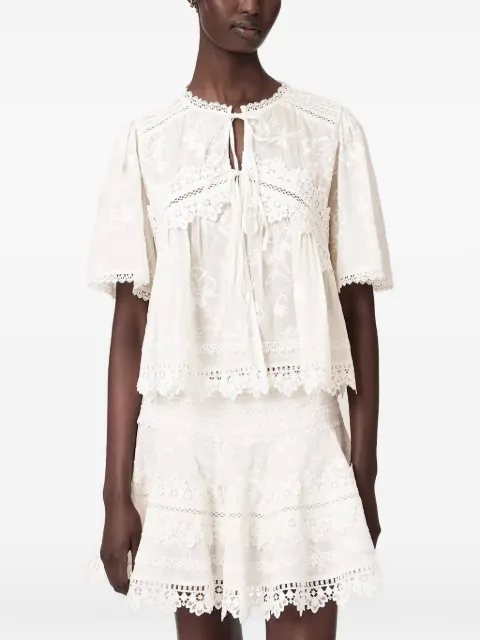 AllSaints Lillith embroidered short-sleeve top White W047PE