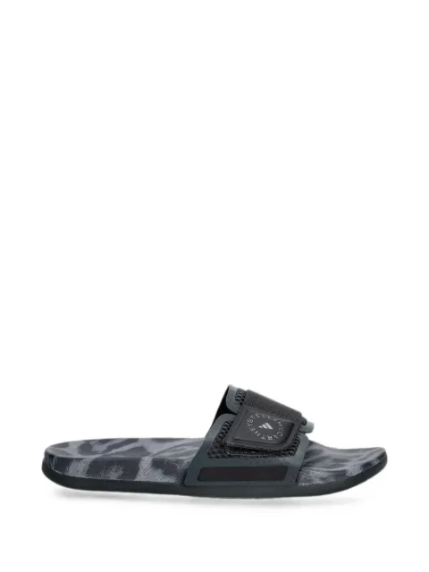 adidas by Stella McCartney leopard-print touch-strap slides Black KH9018