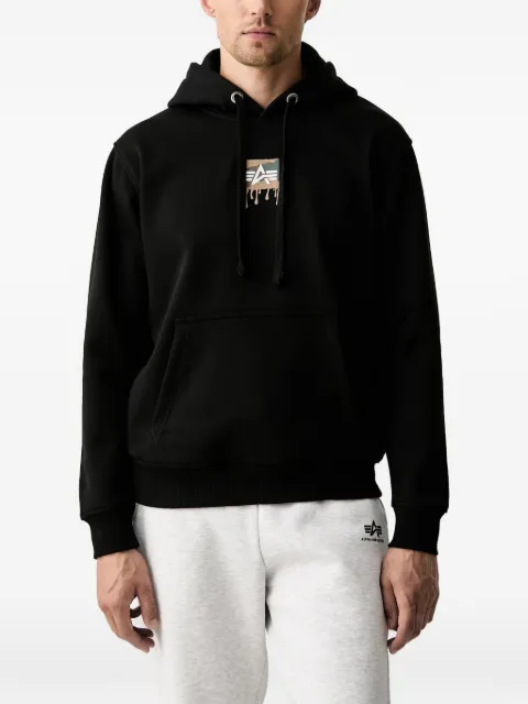 Alpha Industries logo-print drawstring hoodie Black 268338