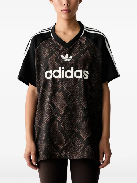 adidas snake-print logo-print T-shirt Brown KX1898