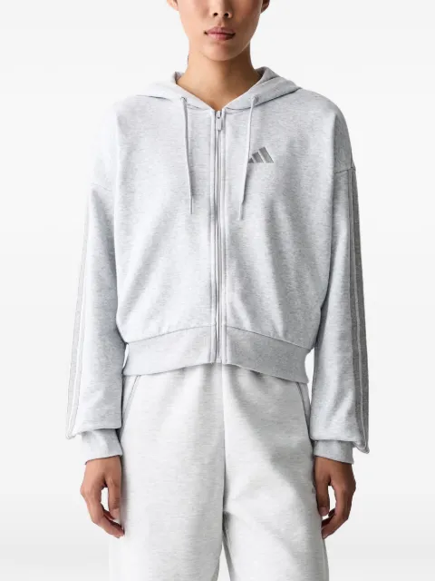 adidas logo-embroidered zip-up hoodie Grey KF8325