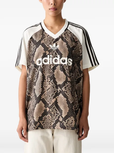 adidas snakeskin-print T-shirt Brown KX1897