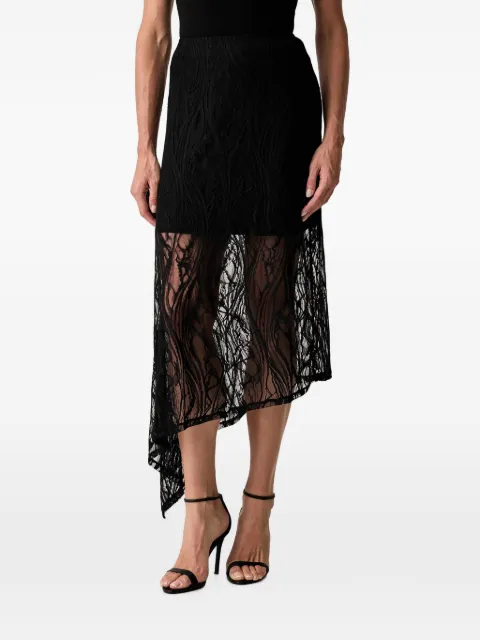GUESS USA asymmetric lace-overlay skirt Black W6YD12K4364