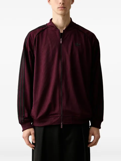 adidas side-stripe zip-up sweater Red KR1372