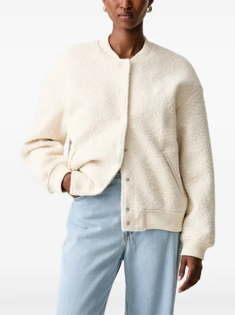 GUESS USA fleece-texture bomber jacket Neutrals V6YL08W3267