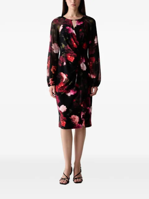 Joseph Ribkoff floral-print ruffled midi dress Black 253791