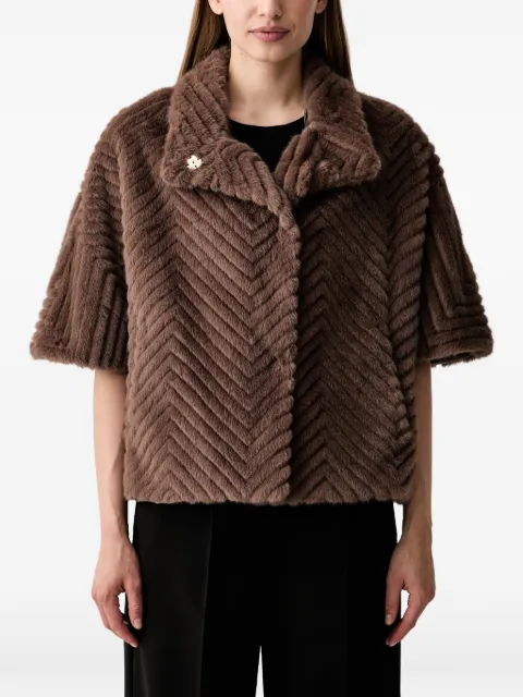 Joseph Ribkoff chevron-pattern faux-fur jacket Brown 263917