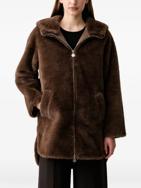 Joseph Ribkoff faux-fur hooded jacket Brown 263914