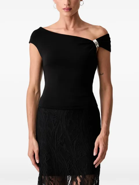 GUESS USA hardware-detail off-shoulder T-shirt Black W6YP48K4527