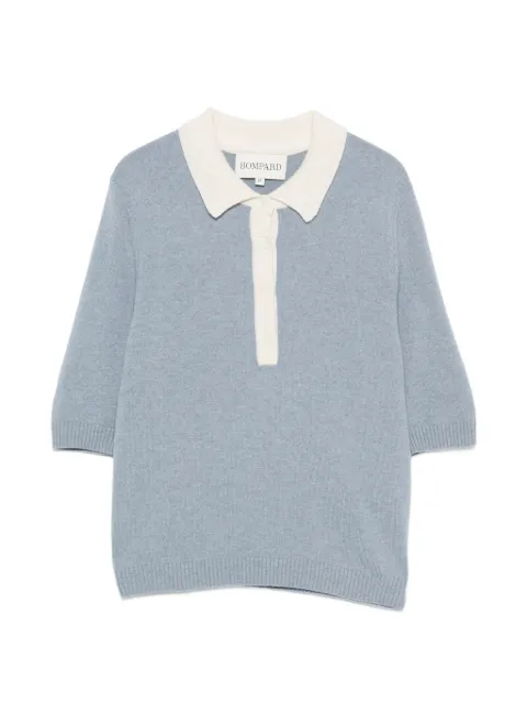 BOMPARD cashmere two-tone polo top Blue MO4381