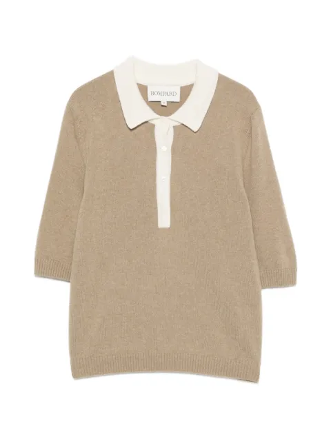 BOMPARD two-tone cashmere polo top Neutrals MO4381
